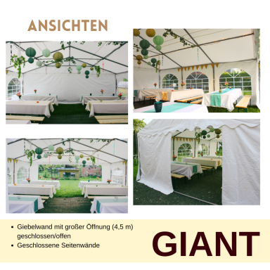 Innenansichten des 6x6m GIANT Partyzeltes