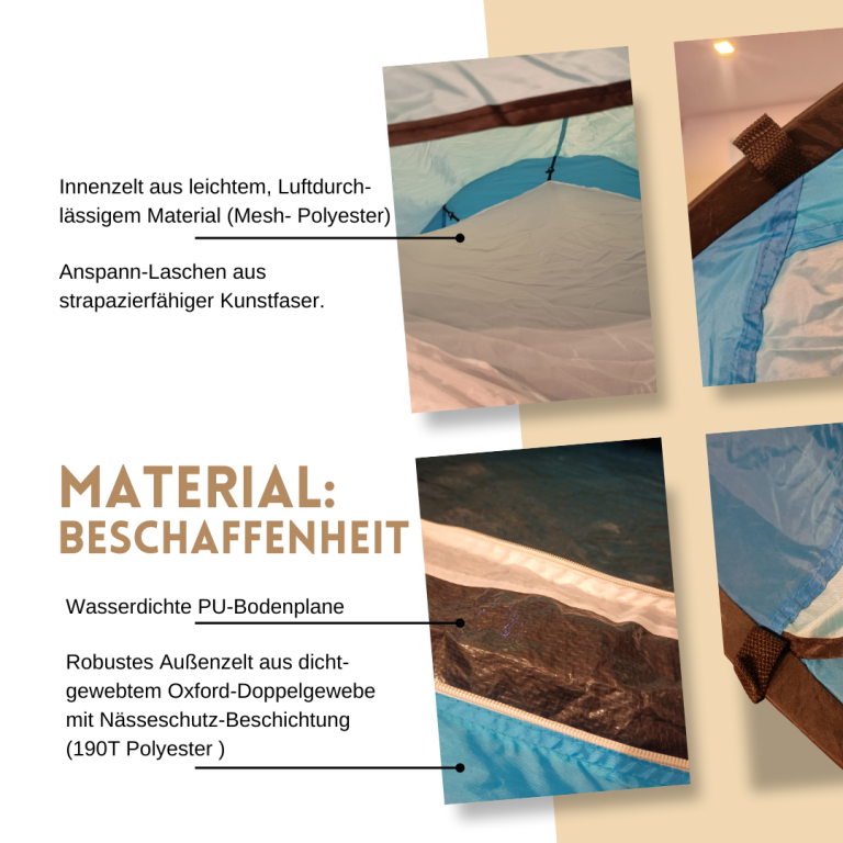 Qualität, die Sicherheit gibt. Unser WUrfzelt aus Steinfurt ist nur aus hochwertigem PU-Material und leichter Kunstfaser.