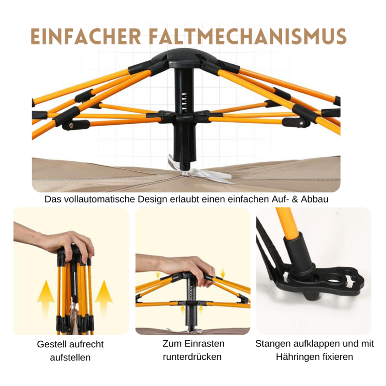 Faltzelt mit einfachem Pop-Up-Mechanismus in Steinfurt mieten.