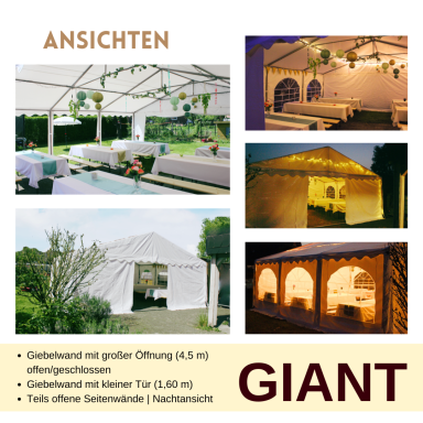 Ansichten des 6x6m GIANT Partyzeltes
