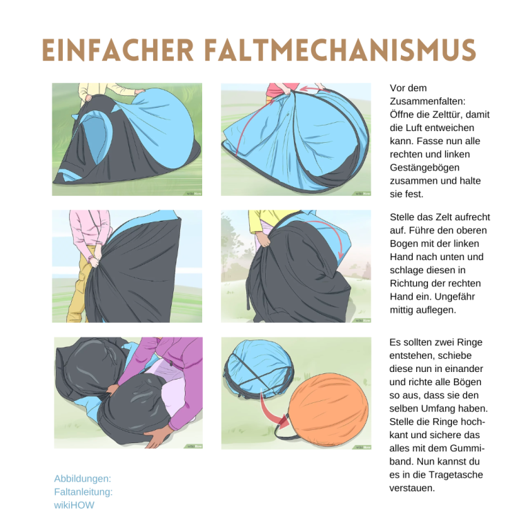 Wurfzelt mit einfachem Faltmechanismus in Steinfurt mieten. (ANLEITUNG)
